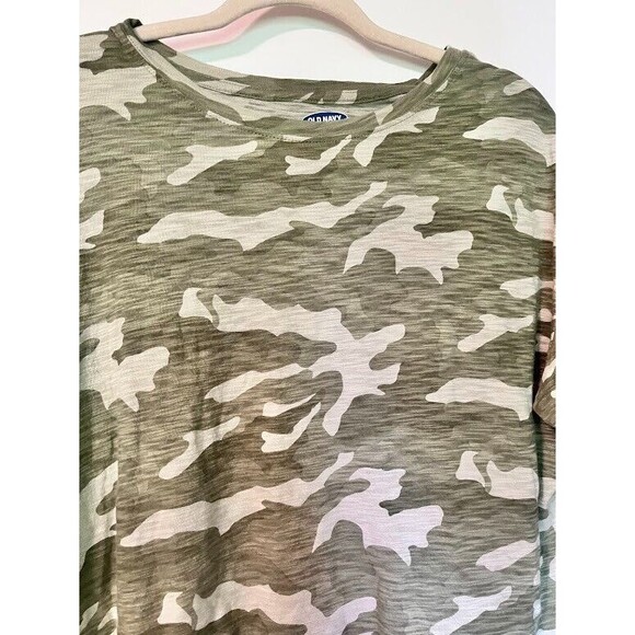Old Navy Camouflage Streetwear Basic Round Neck Y2K Retro Crop Tee Shirt SZ L - Picture 5 of 5